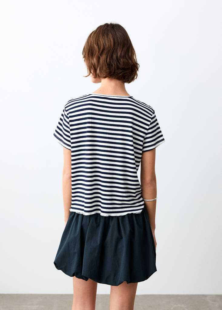 Striped short-sleeved t-shirt — Navy