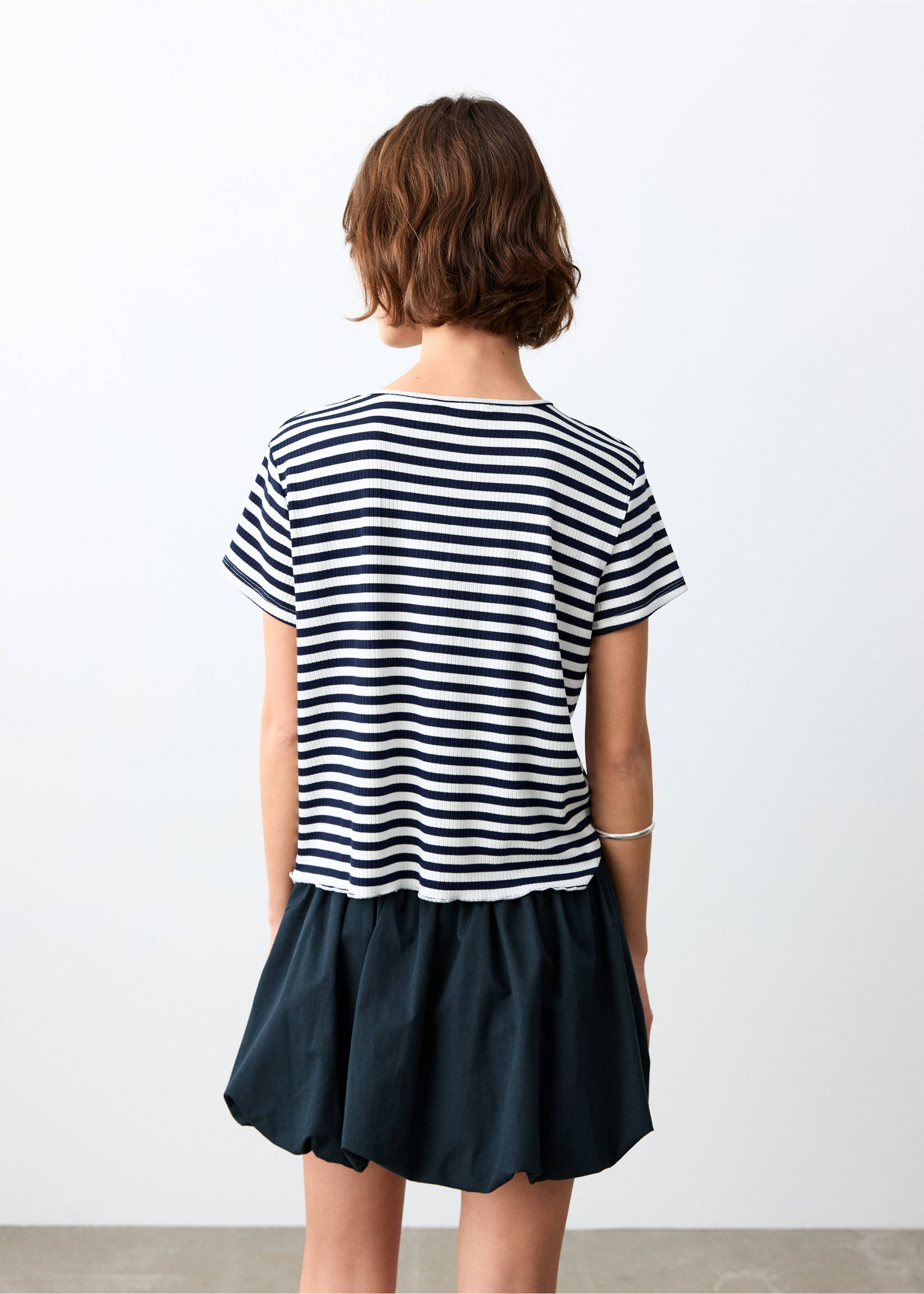 T-shirt manches courtes rayures - Verso de l’article, Bleu marine. Ref: 27055836-00.