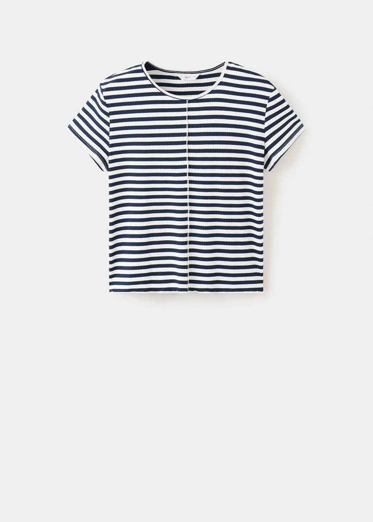 Striped short-sleeved t-shirt — Navy