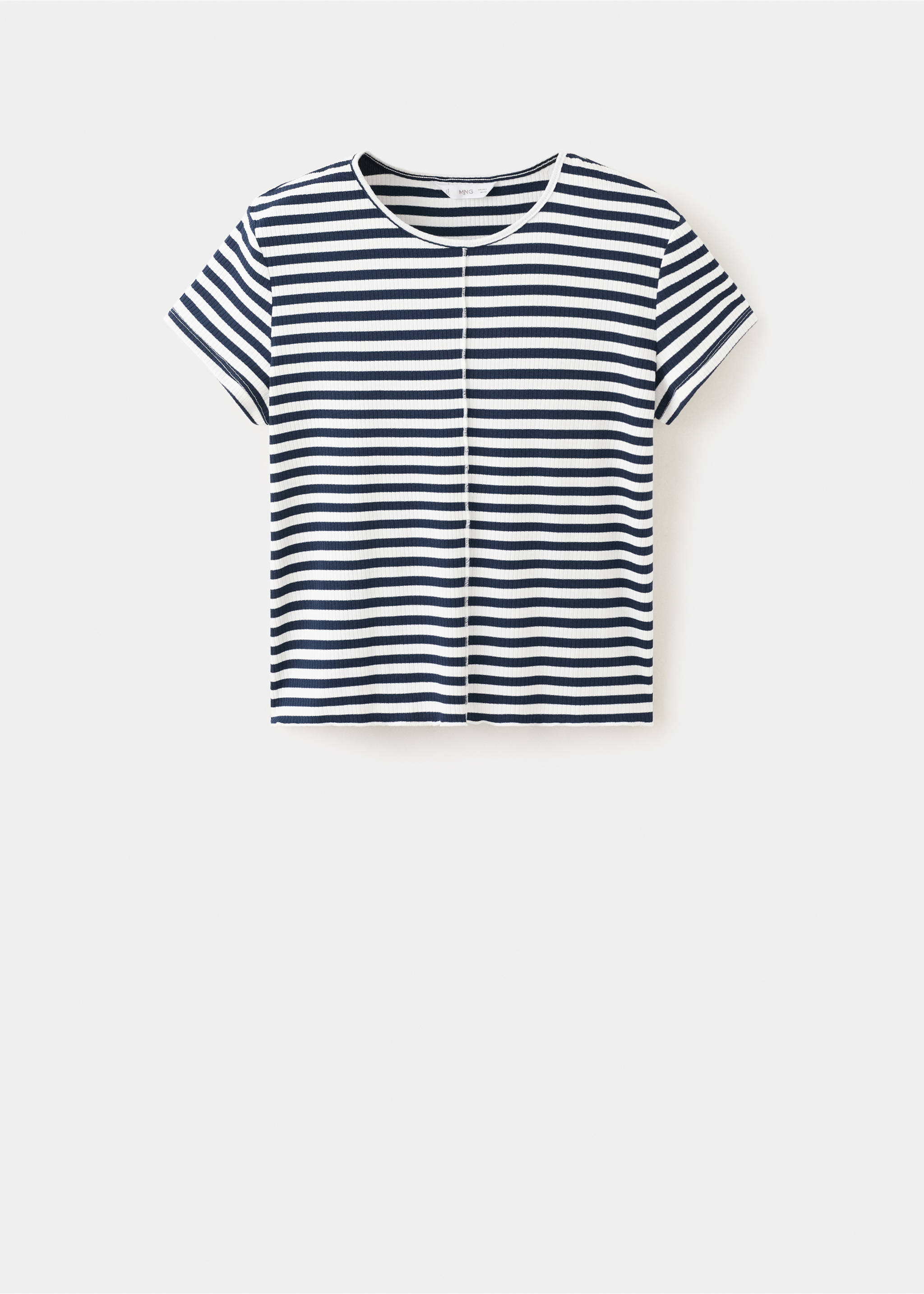Striped short-sleeved t-shirt - Article without model, Navy. Ref: 27055836-00.