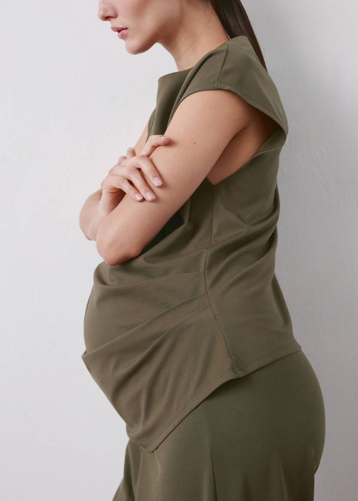 Ruched maternity T-shirt — Khaki