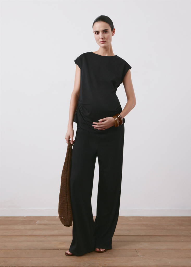 Ruched maternity T-shirt — Black