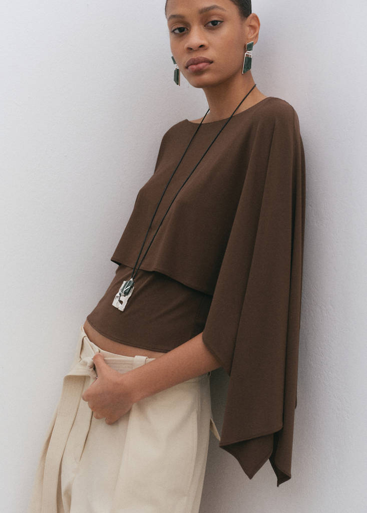 Three-quarter sleeve blouse — Brown