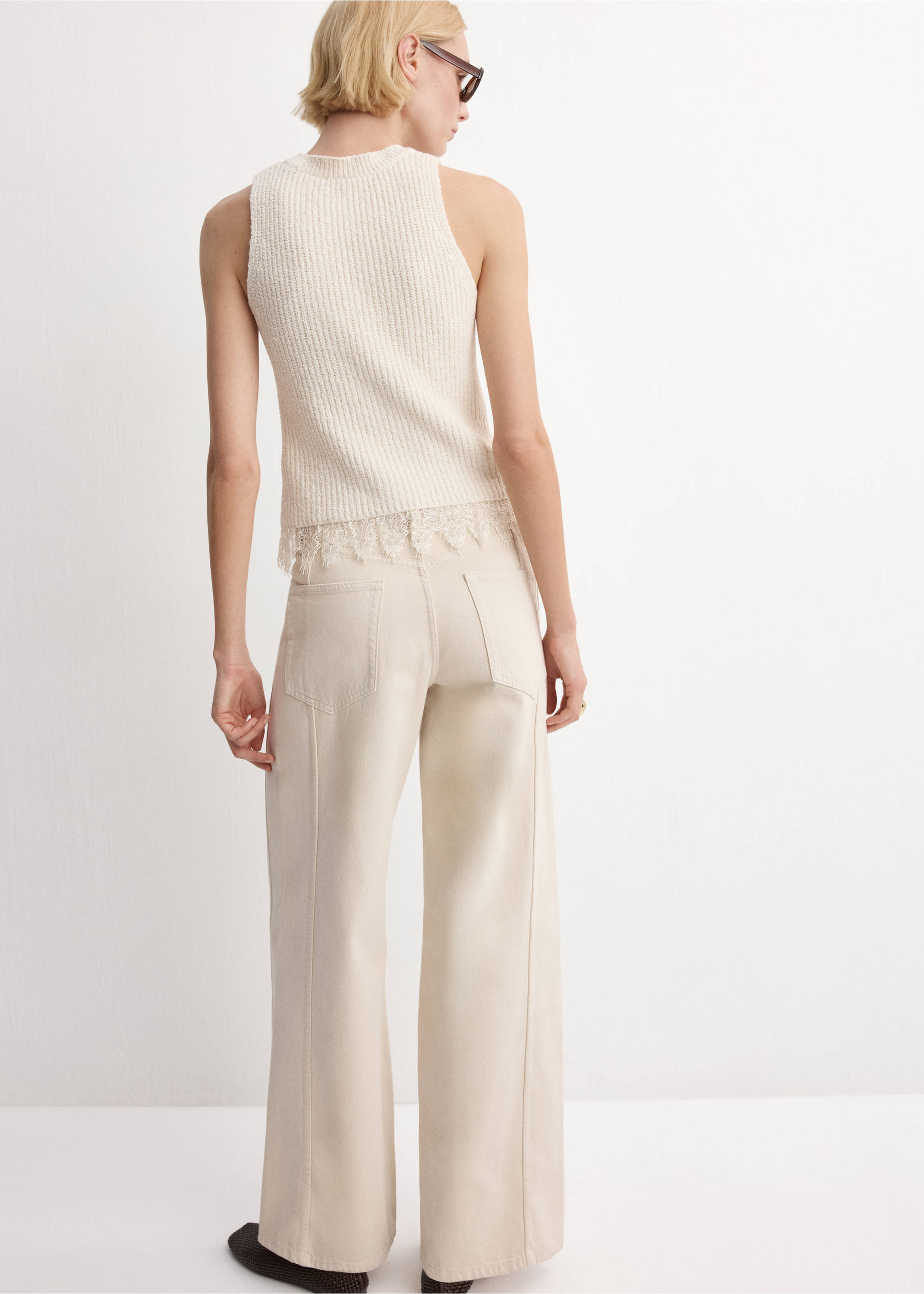 Top punto ribete encaje - Reverso del artículo, Crudo. Ref: 27055839-00.