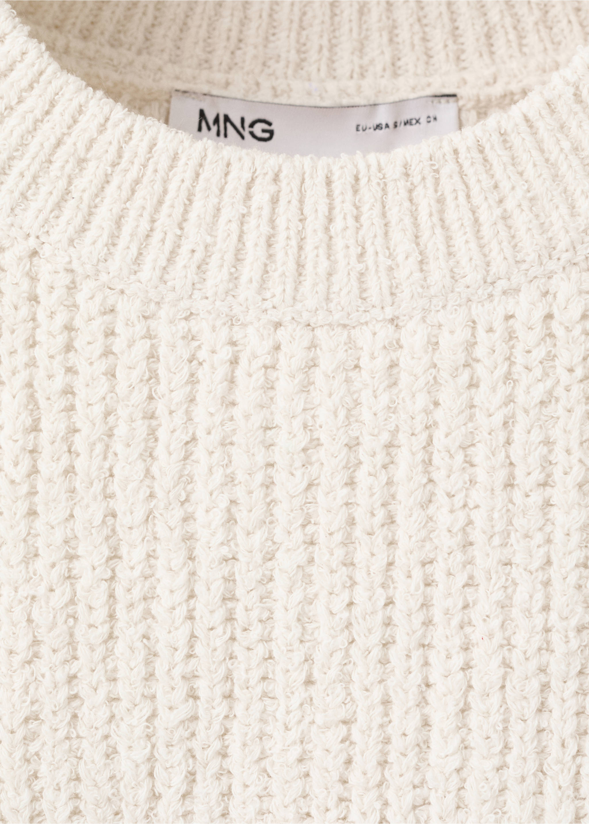 Lace-trimmed knit top - Details of the article 8, Ecru. Ref: 27055839-00.