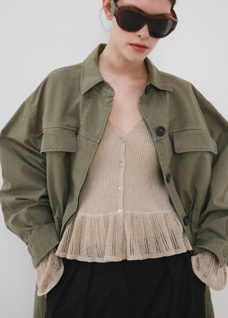 Ruffle  knit cardigan — Sand