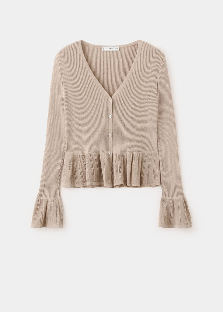 Ruffle  knit cardigan — Sand