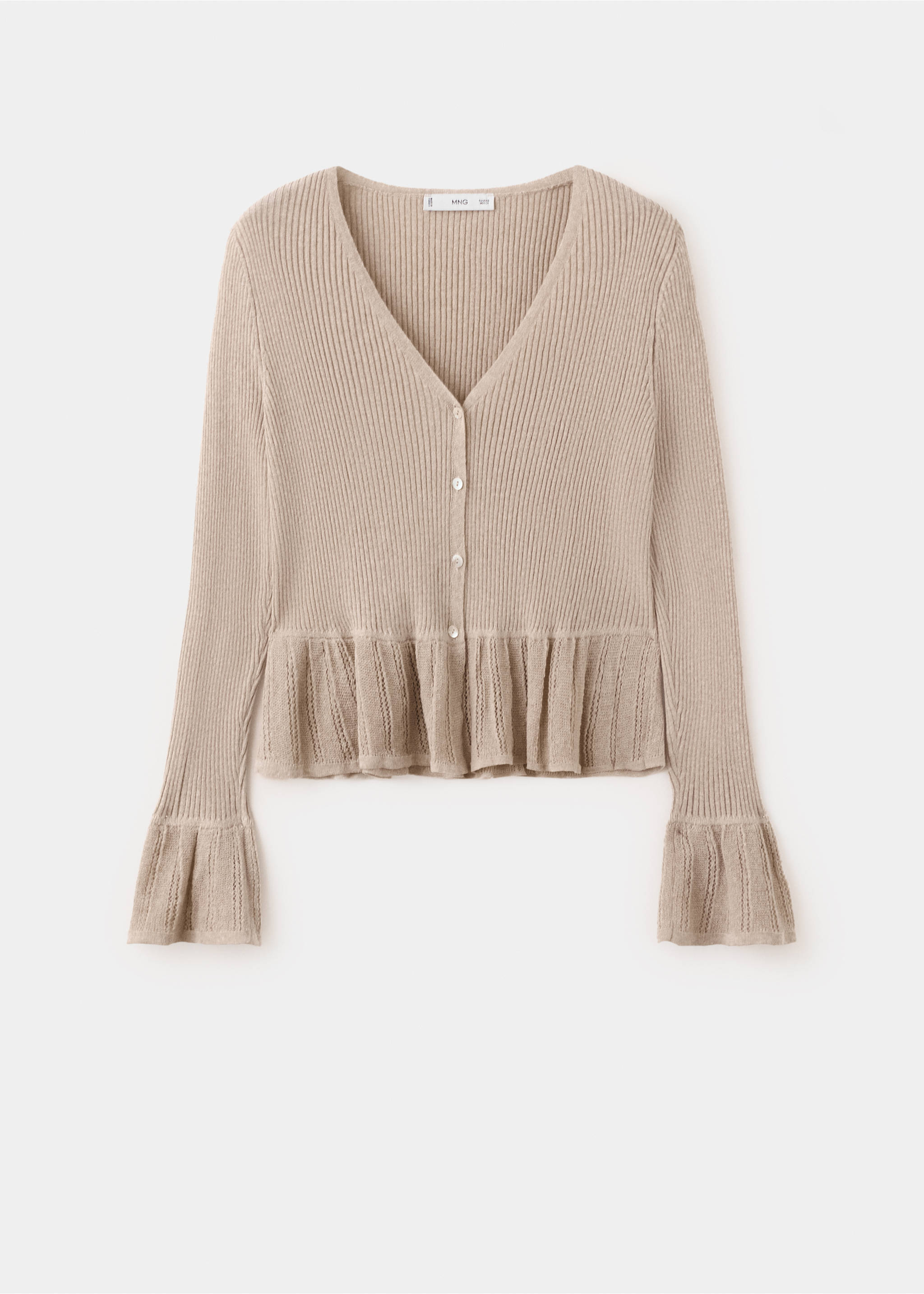 Cardigan maille volants - Article sans modèle, Sable. Ref: 27055840-00.