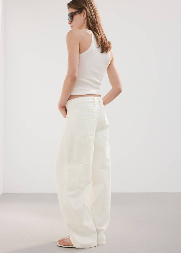 Low-rise balloon jeans — White