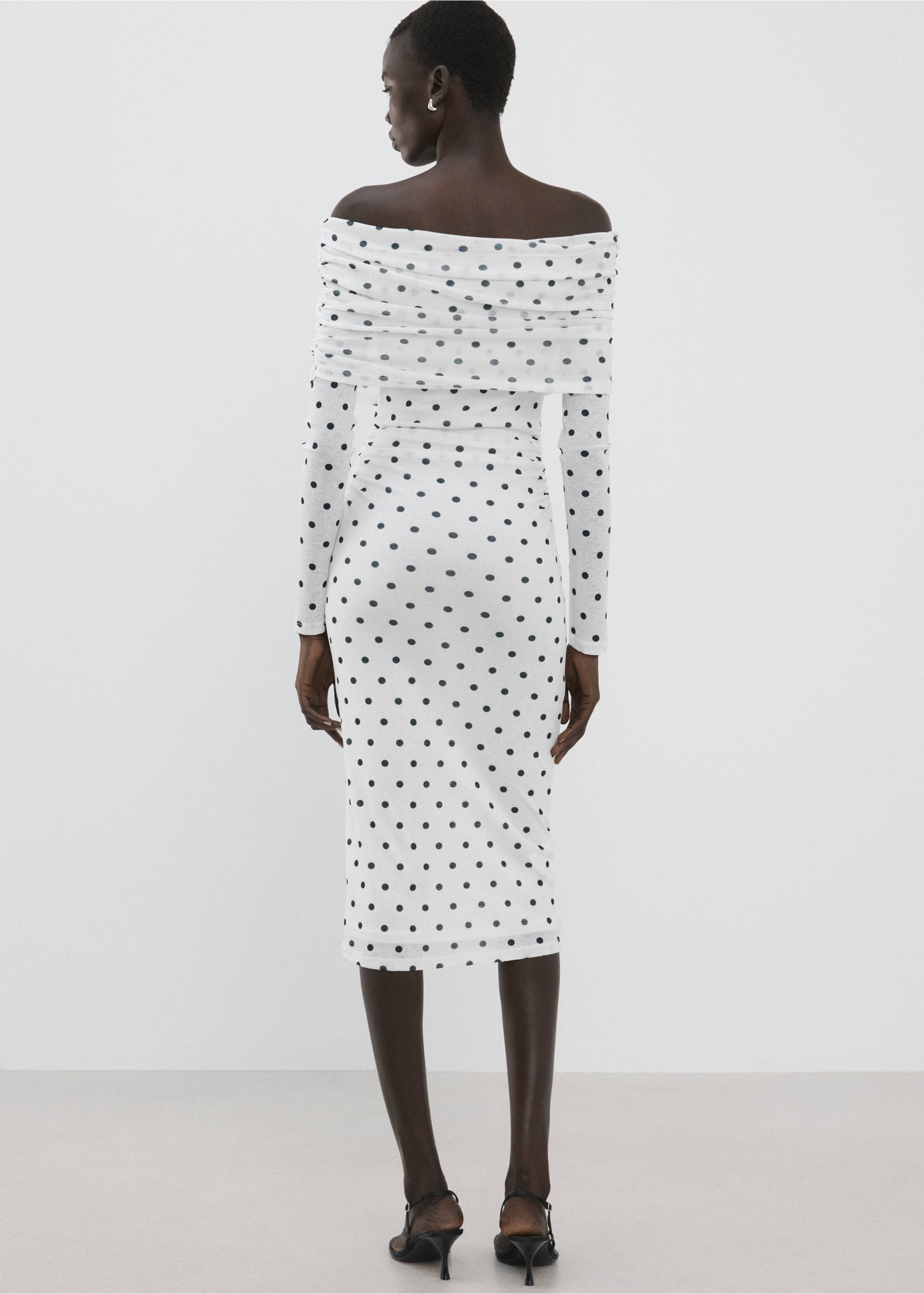 Robe à pois bustier - Verso de l’article, Blanc. Ref: 27055842-00.