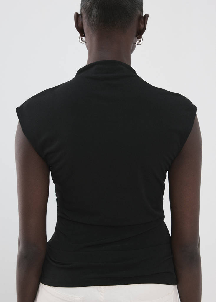 Ruched detail top — Black