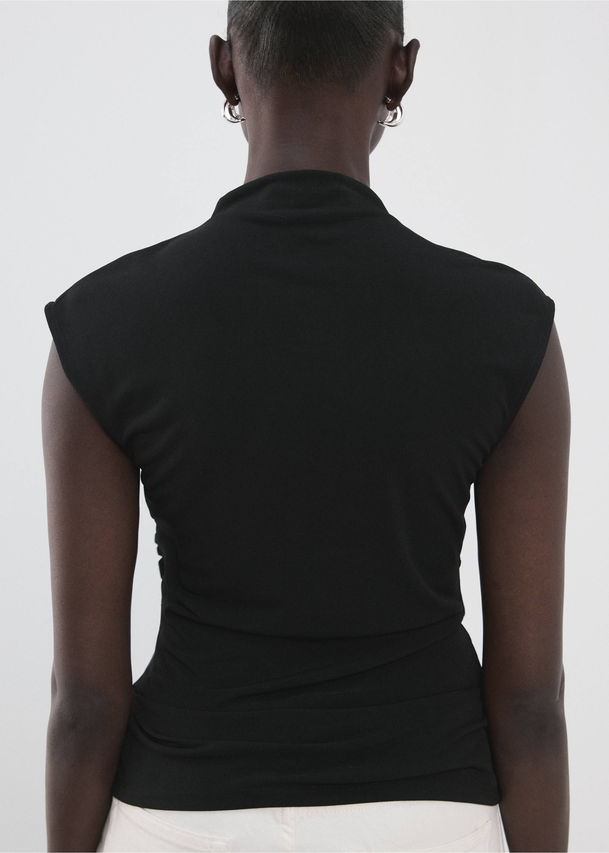 Ruched detail top - Reverse of the article, Black. Ref: 27055843-00.
