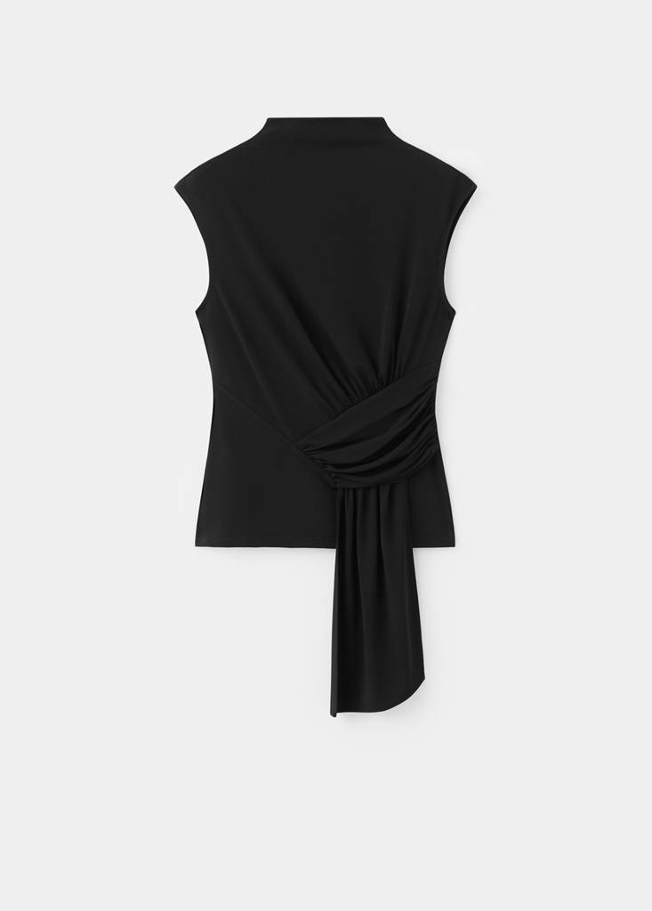 Ruched detail top — Black