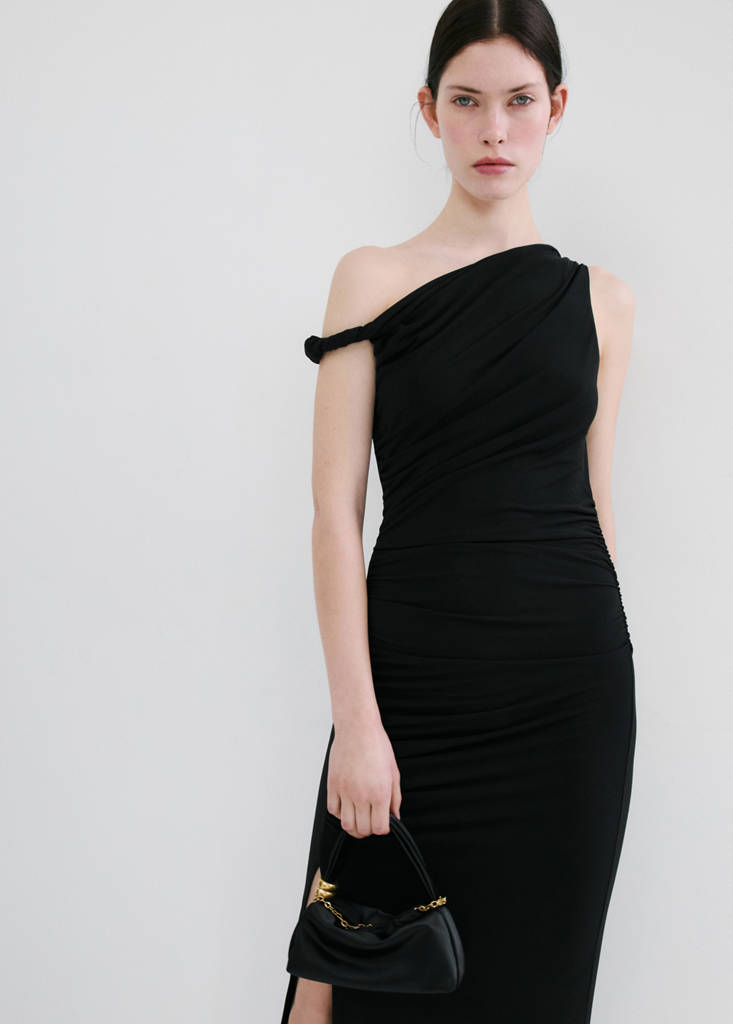 Asymmetrical dress with side slit