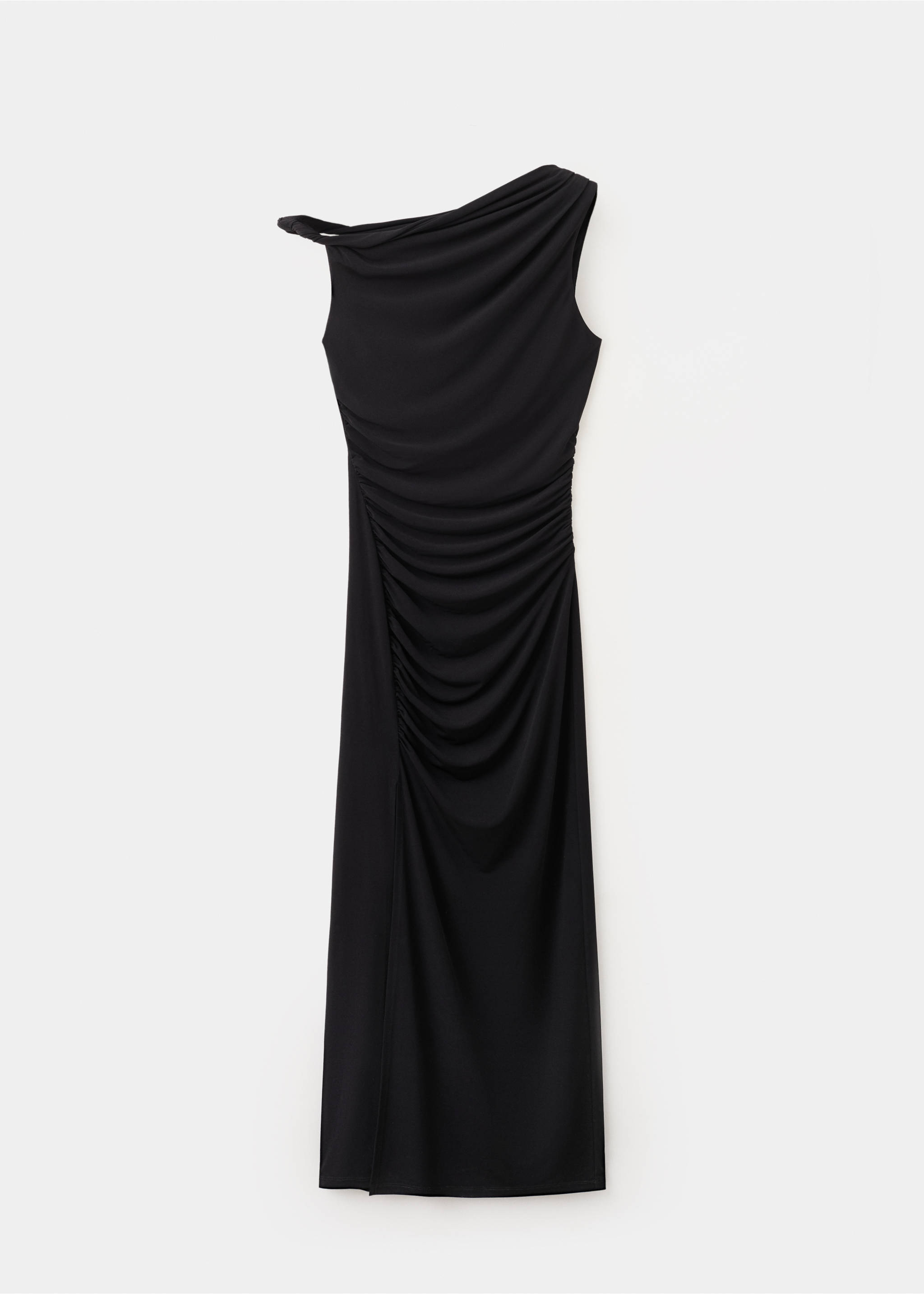 Asymmetrical dress with side slit - Article without model, Black. Ref: 27055844-00.