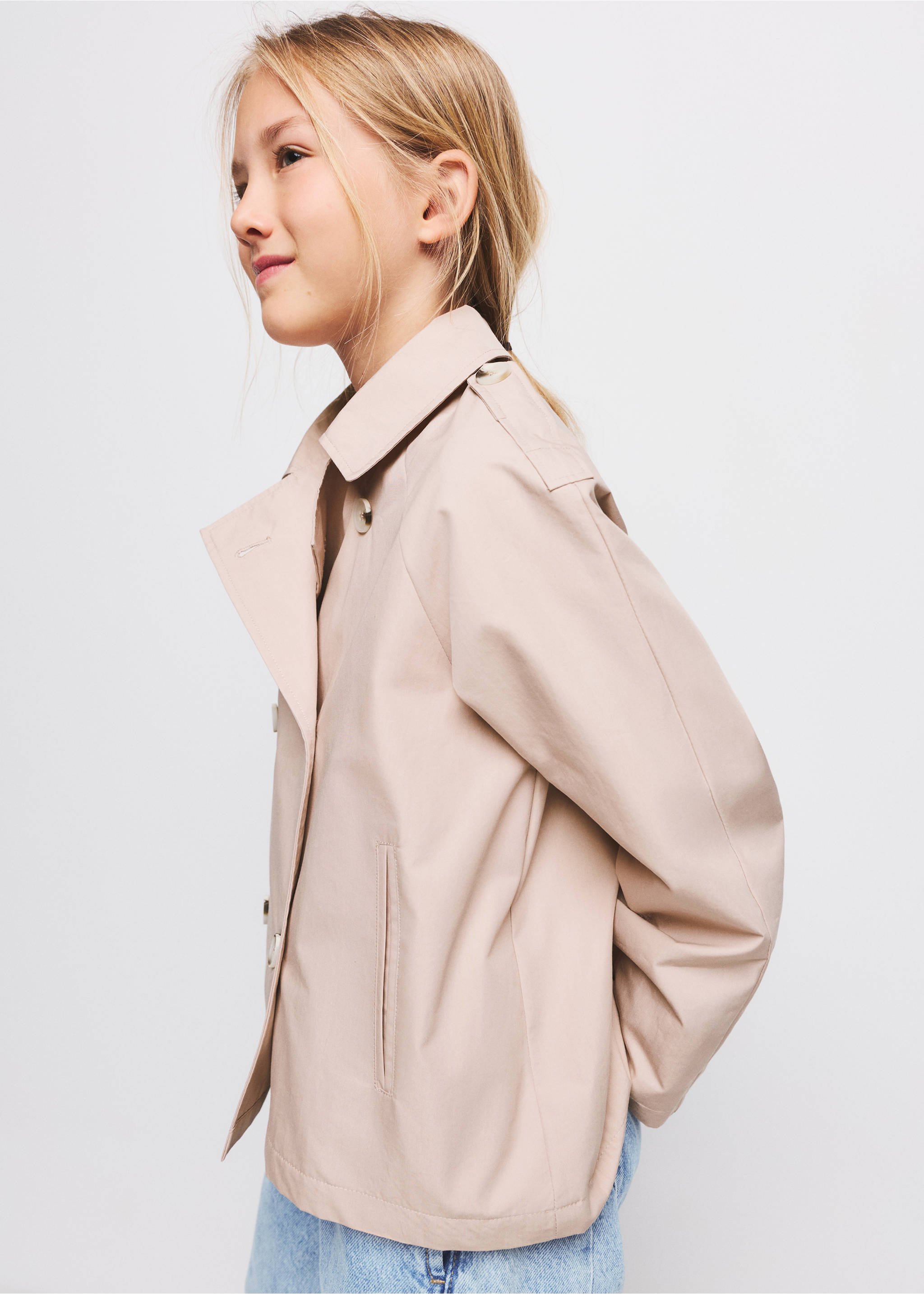Double-breasted trench coat - Medium plane, Pink. Ref: 27055928-00.