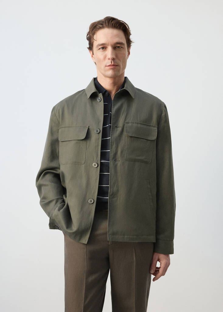 Gathered back lyocell jacket — Medium Brown