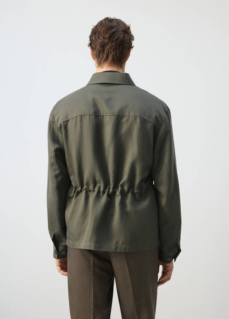 Gathered back lyocell jacket — Medium Brown