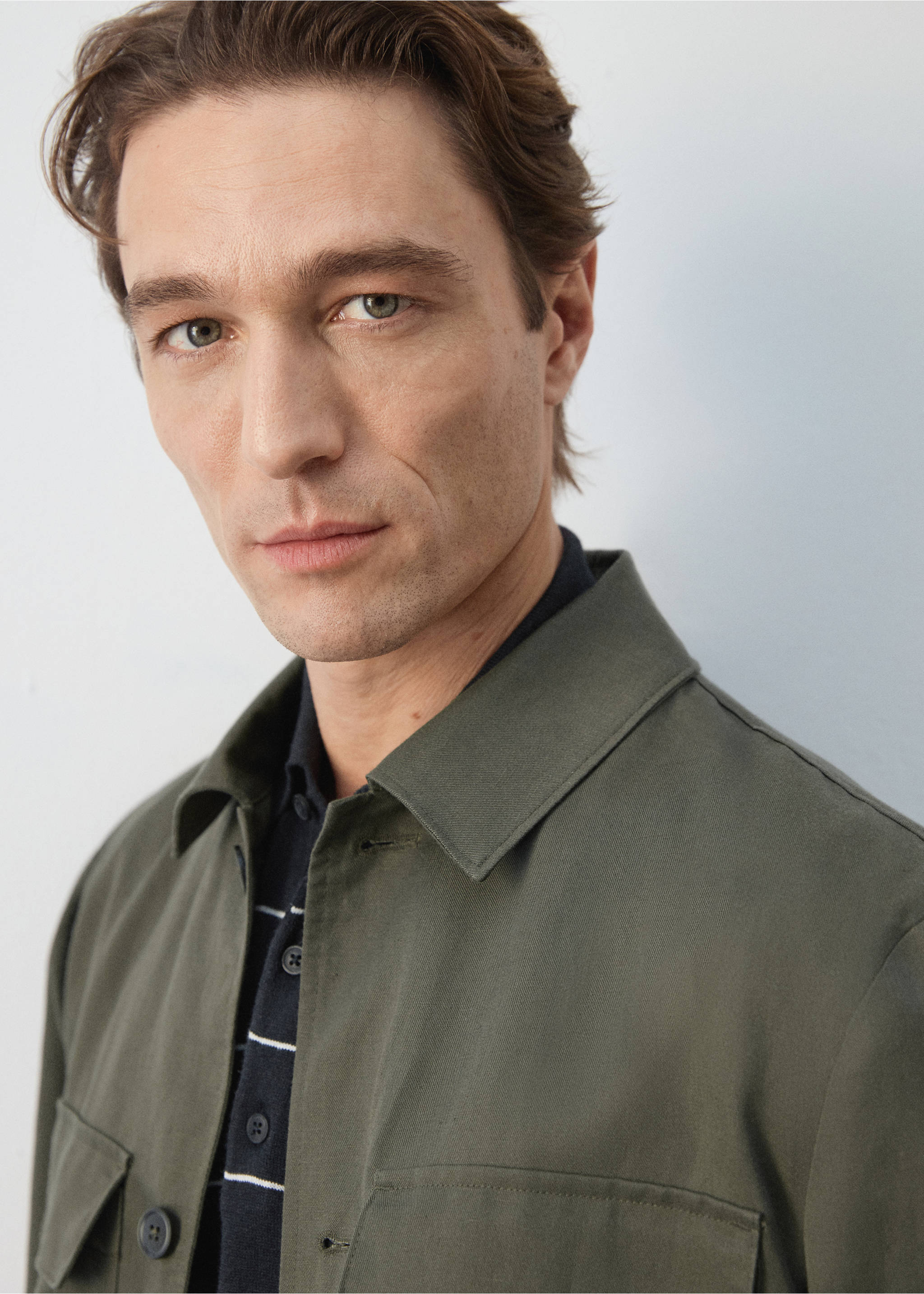 Gathered back lyocell jacket - Details of the article 1, Medium Brown. Ref: 27055929-00.