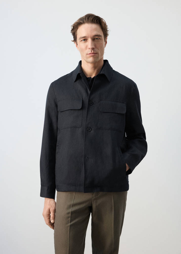 Gathered back lyocell jacket — Navy