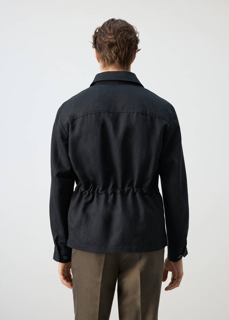 Gathered back lyocell jacket — Navy