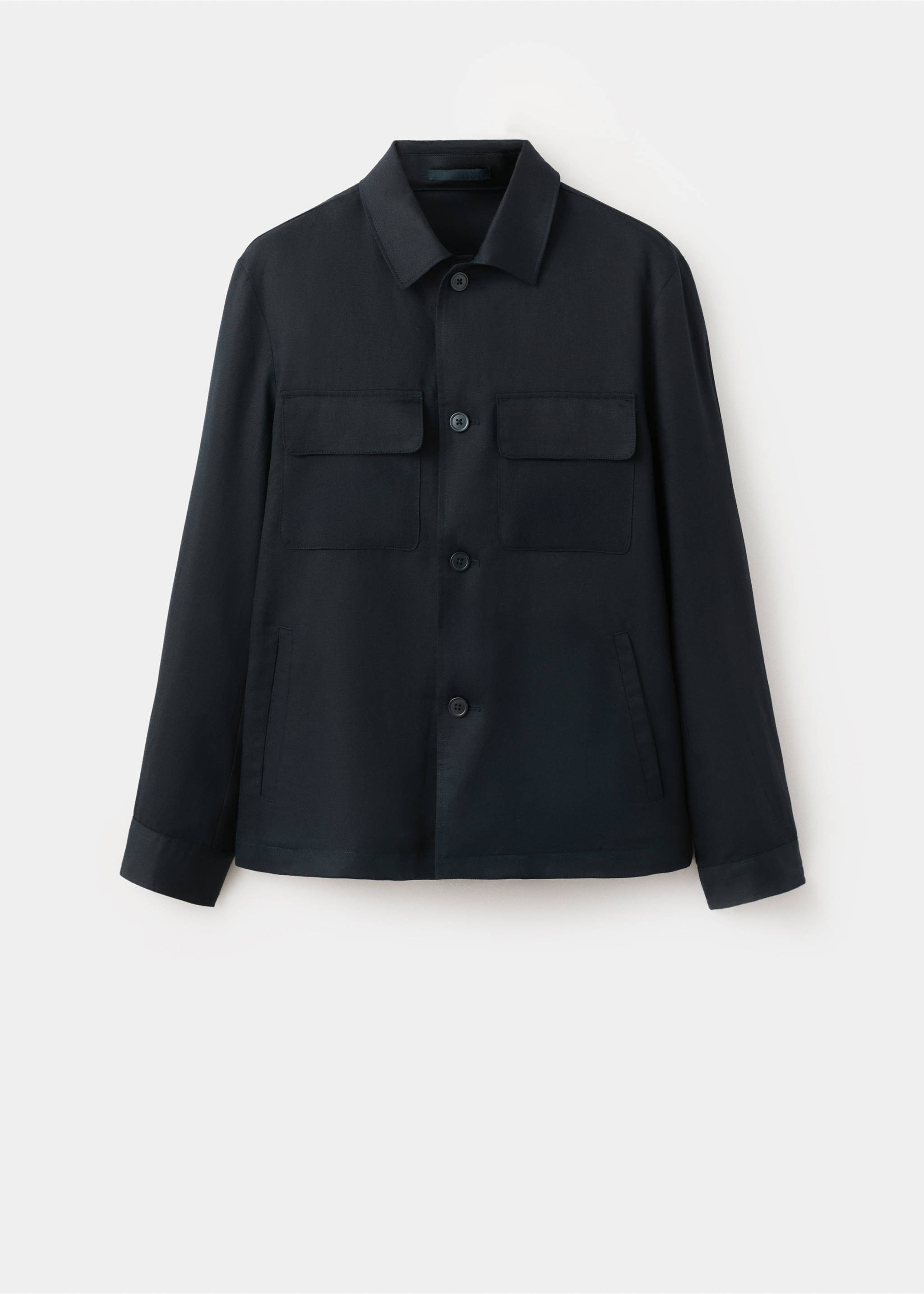 Gathered back lyocell jacket - Article without model, Navy. Ref: 27055929-00.