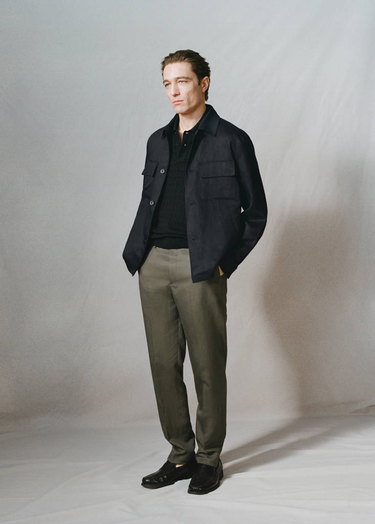 Gathered back lyocell jacket — Navy