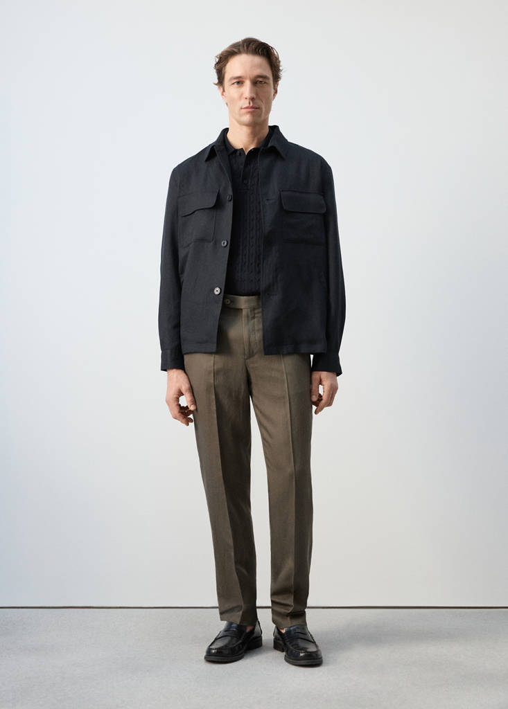 Gathered back lyocell jacket — Navy
