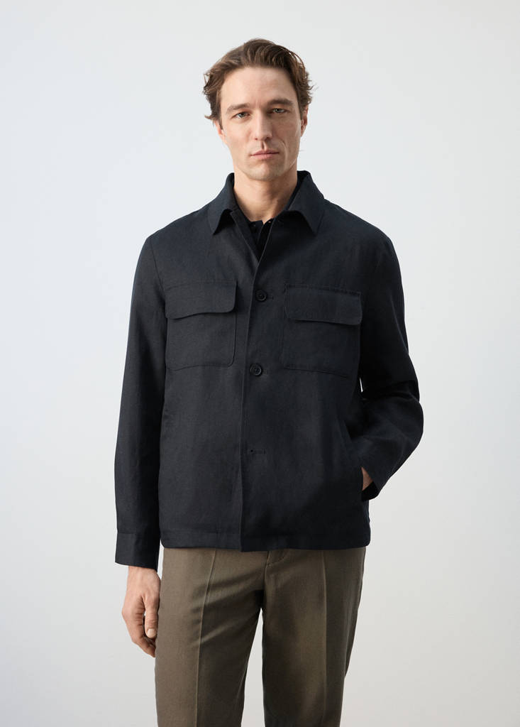 Gathered back lyocell jacket — Navy