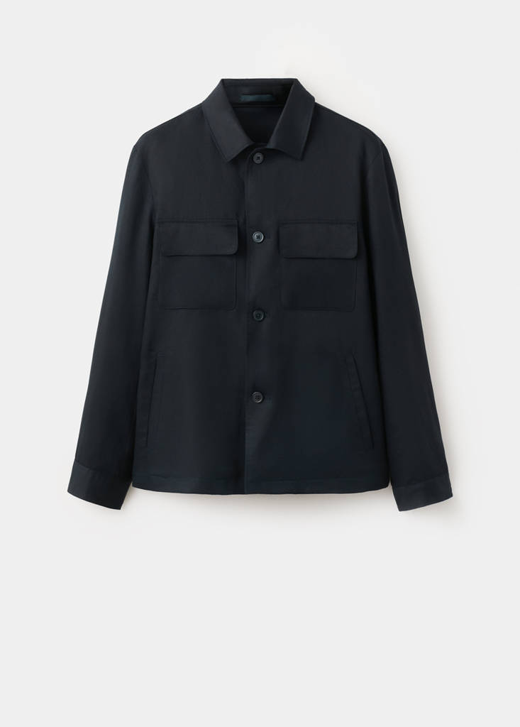 Gathered back lyocell jacket — Navy