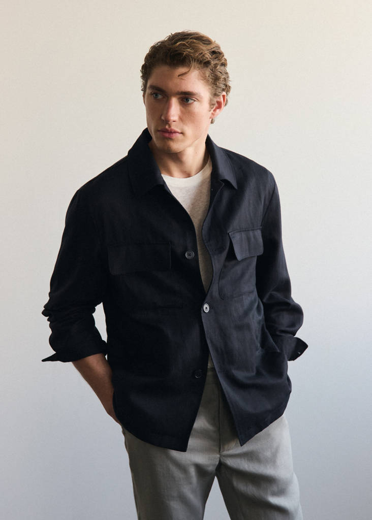 Gathered back lyocell jacket — Navy