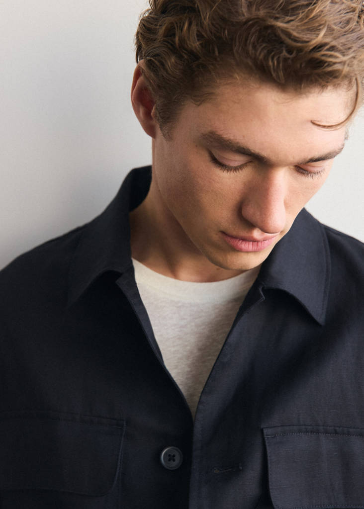 Gathered back lyocell jacket — Navy