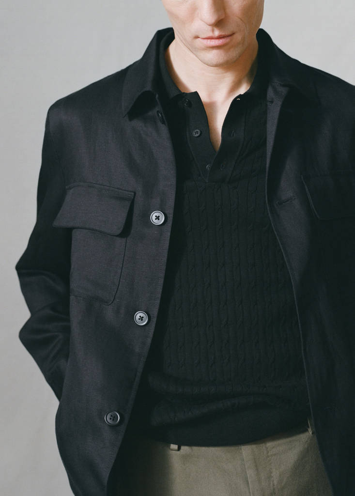 Gathered back lyocell jacket — Navy