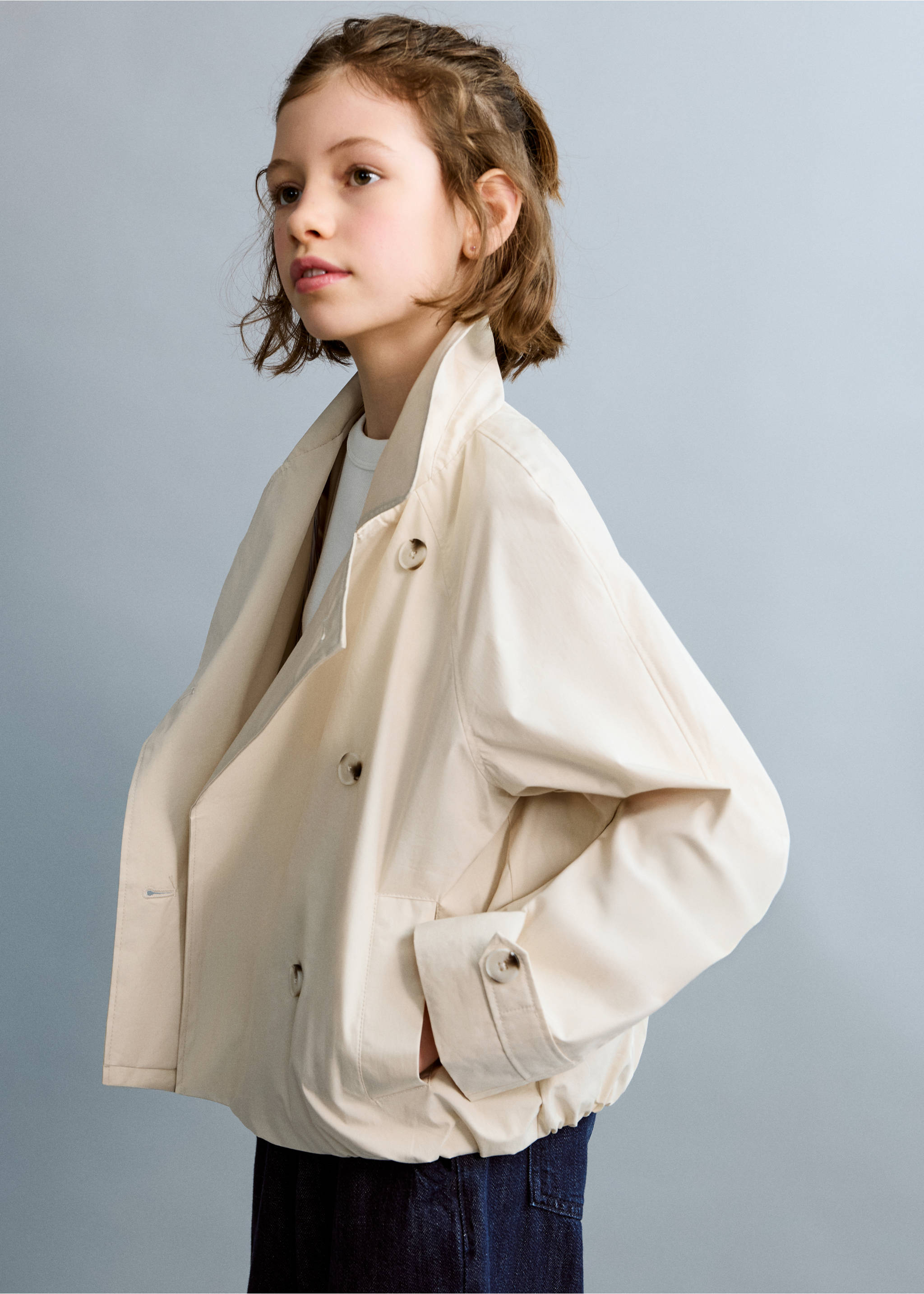 Double-breasted trench coat - Medium plane, Ecru. Ref: 27055930-00.