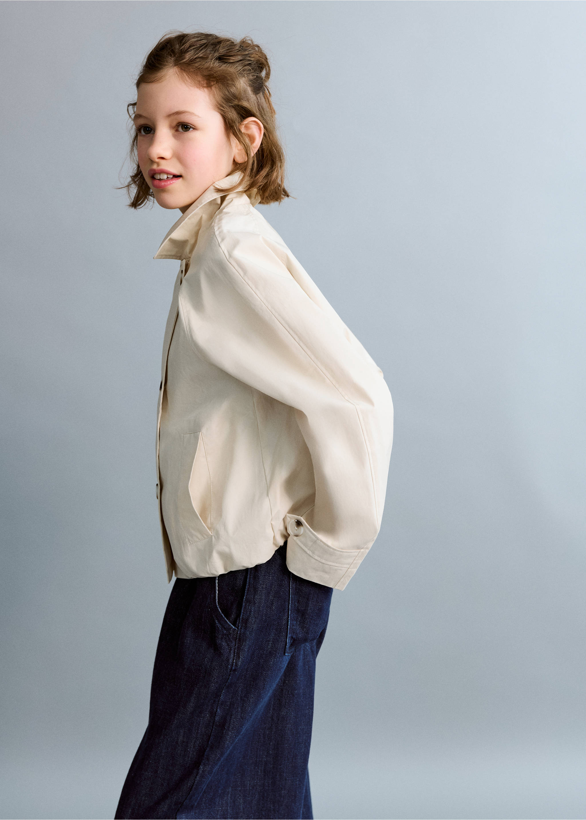 Double-breasted trench coat - Details of the article 1, Ecru. Ref: 27055930-00.