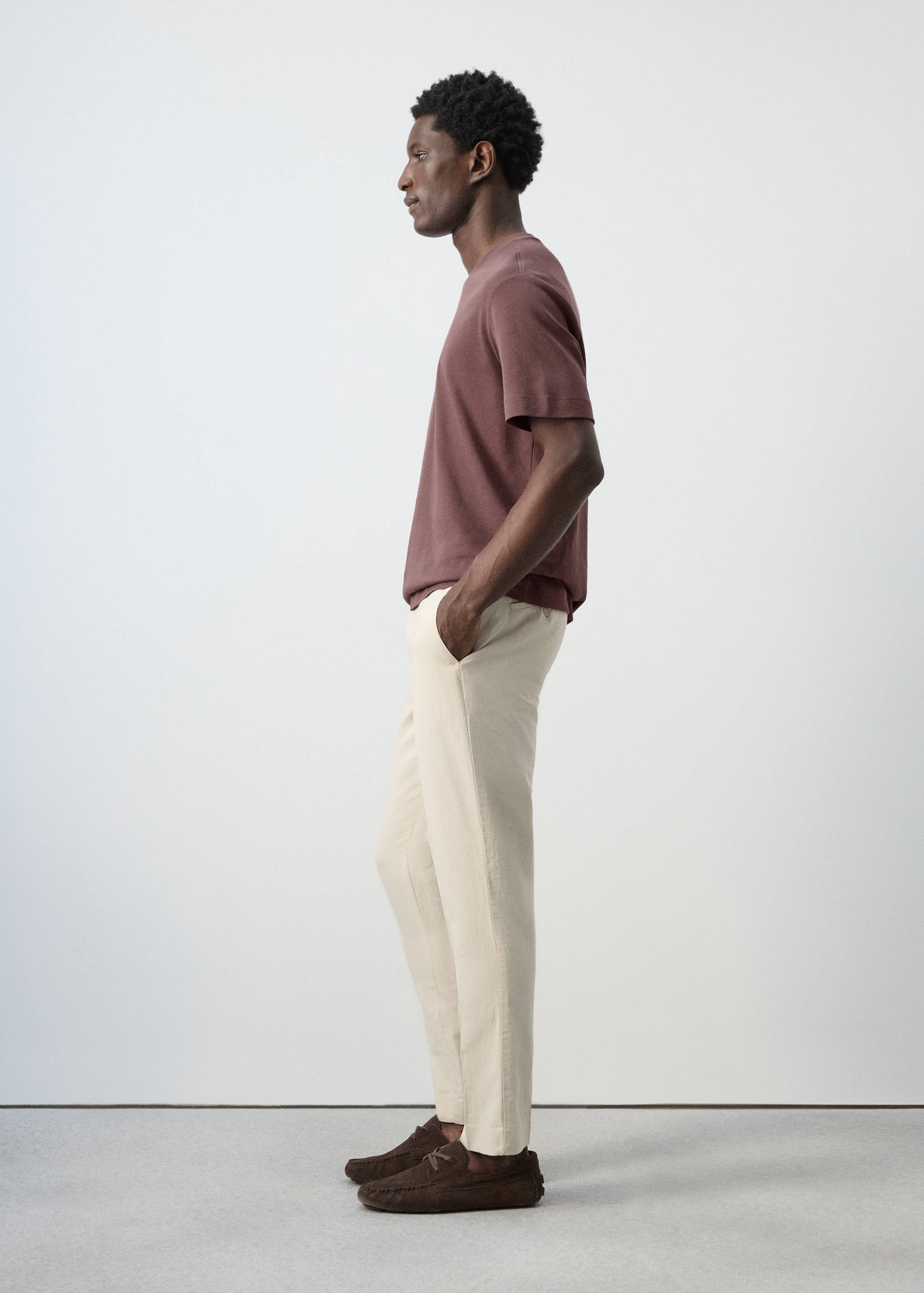 Slim-fit cotton linen trousers - Details of the article 2
