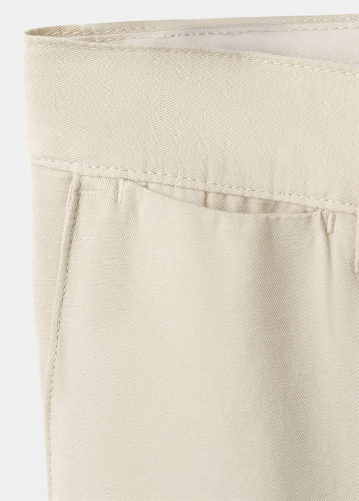 Slim fit cotton-linen blend trousers — Sand