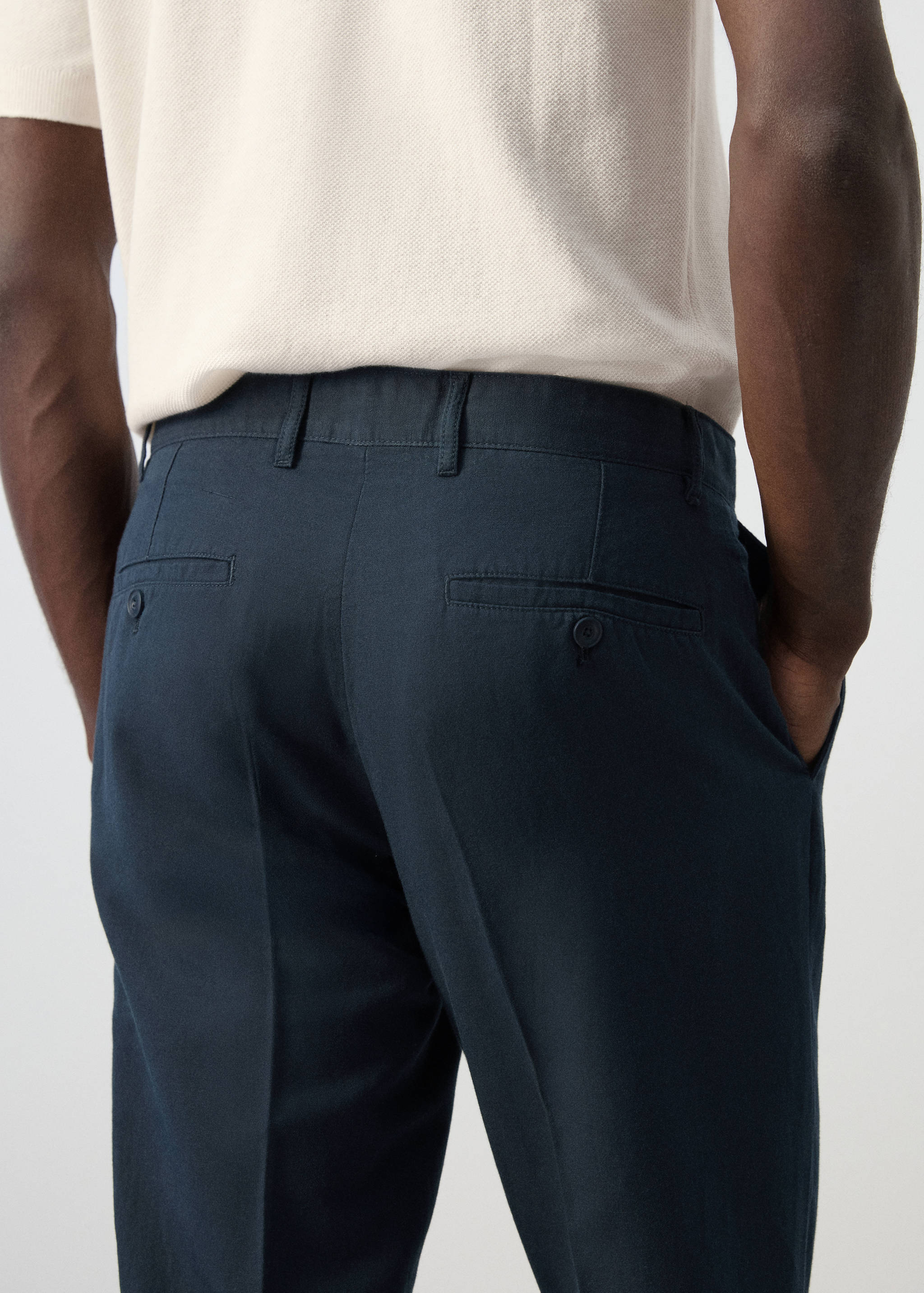 Pantalons slim fit cotó lli - Detall de l'article 6