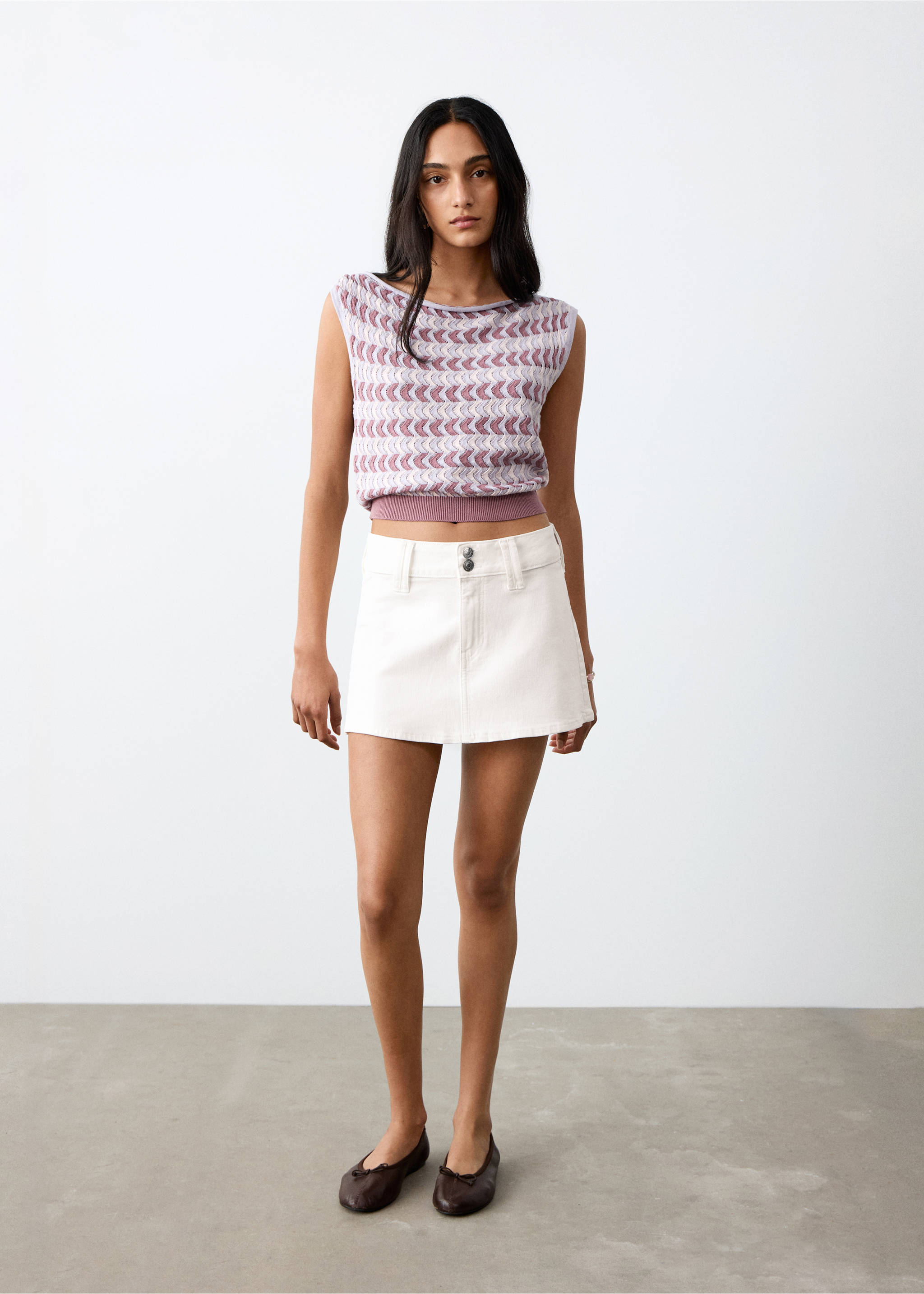 Denim short skirt - General plane, Off White. Ref: 27055937-00.