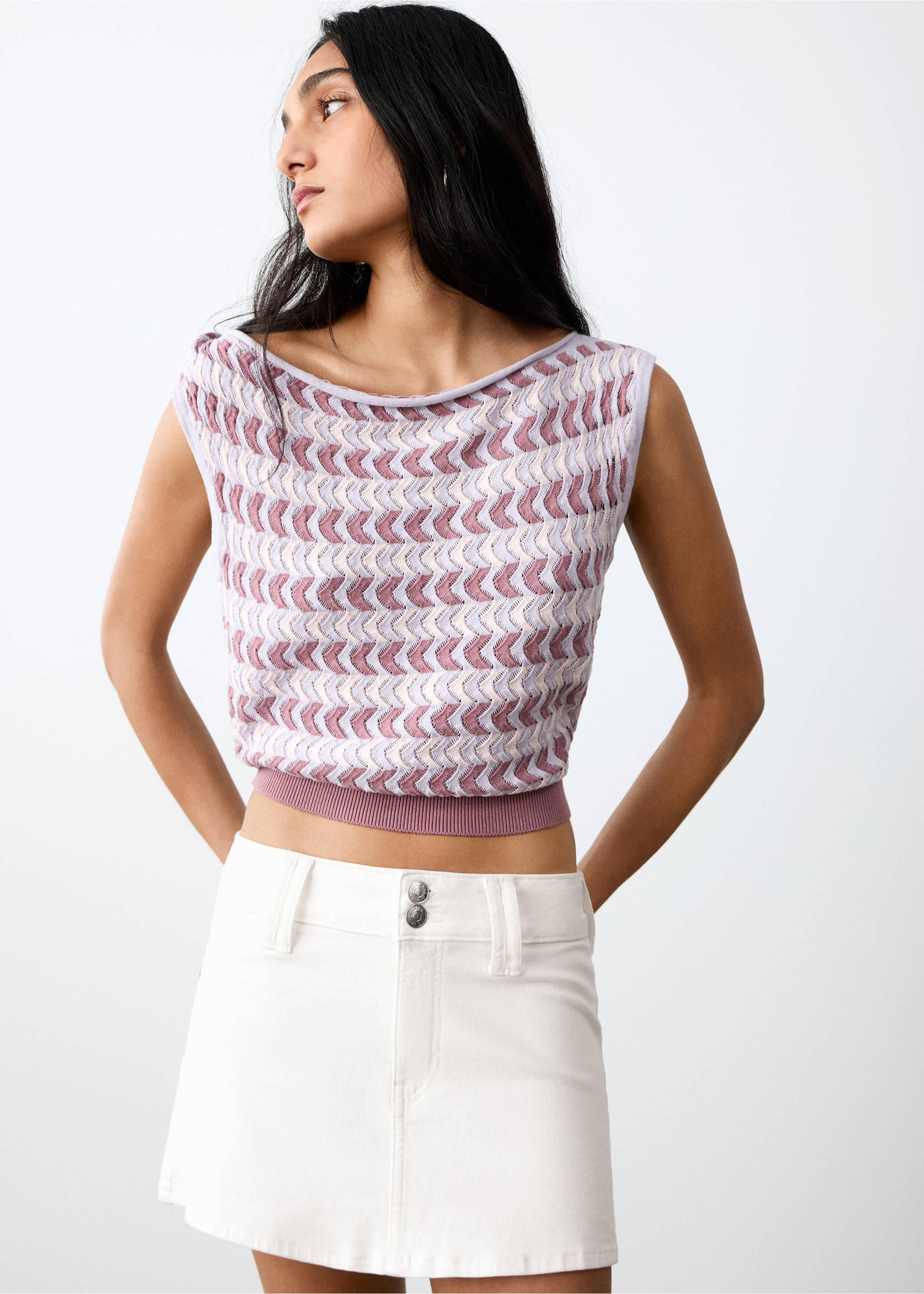 Denim short skirt - Medium plane, Off White. Ref: 27055937-00.