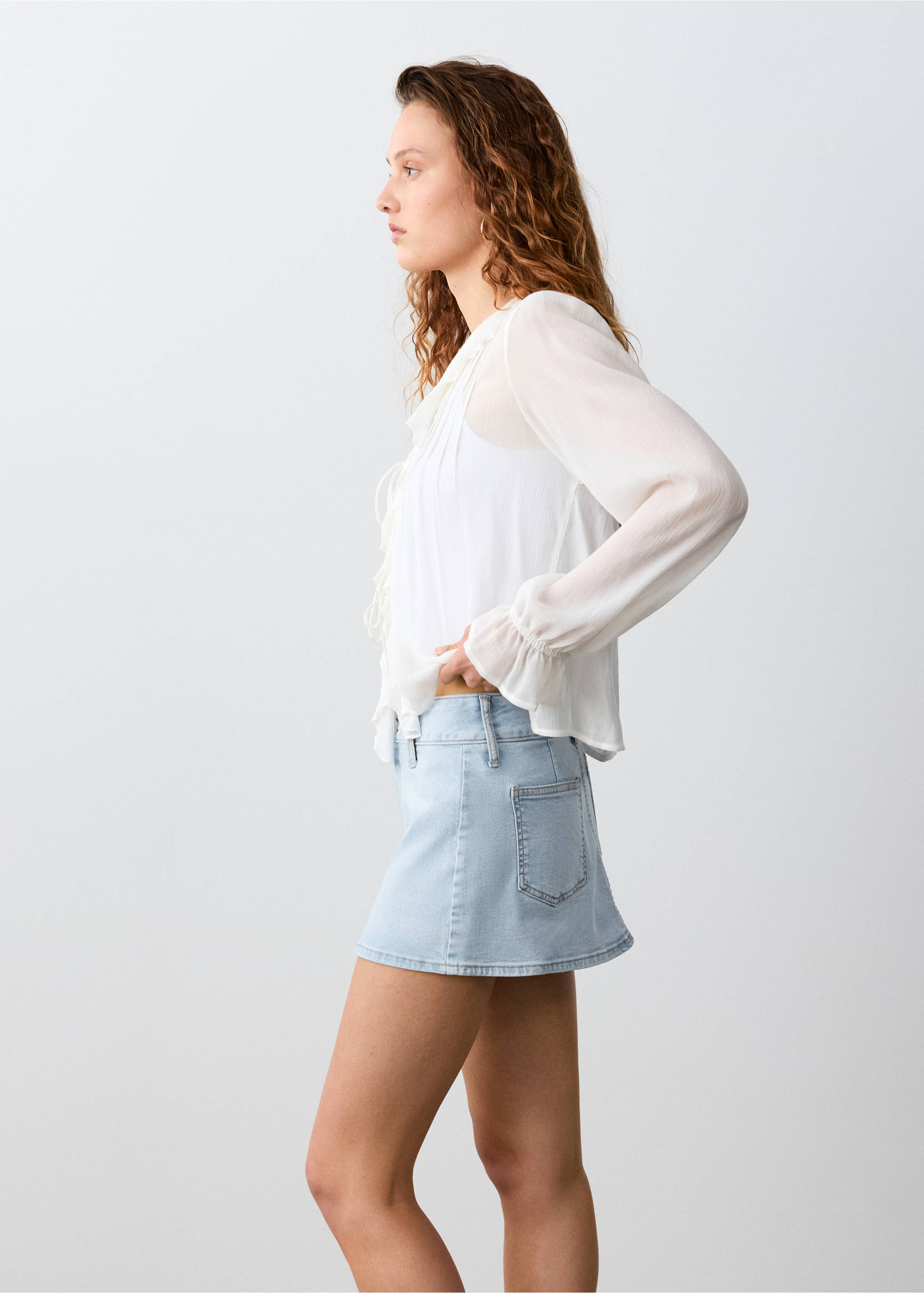 Denim short skirt - Medium plane, Medium Blue. Ref: 27055938-00.