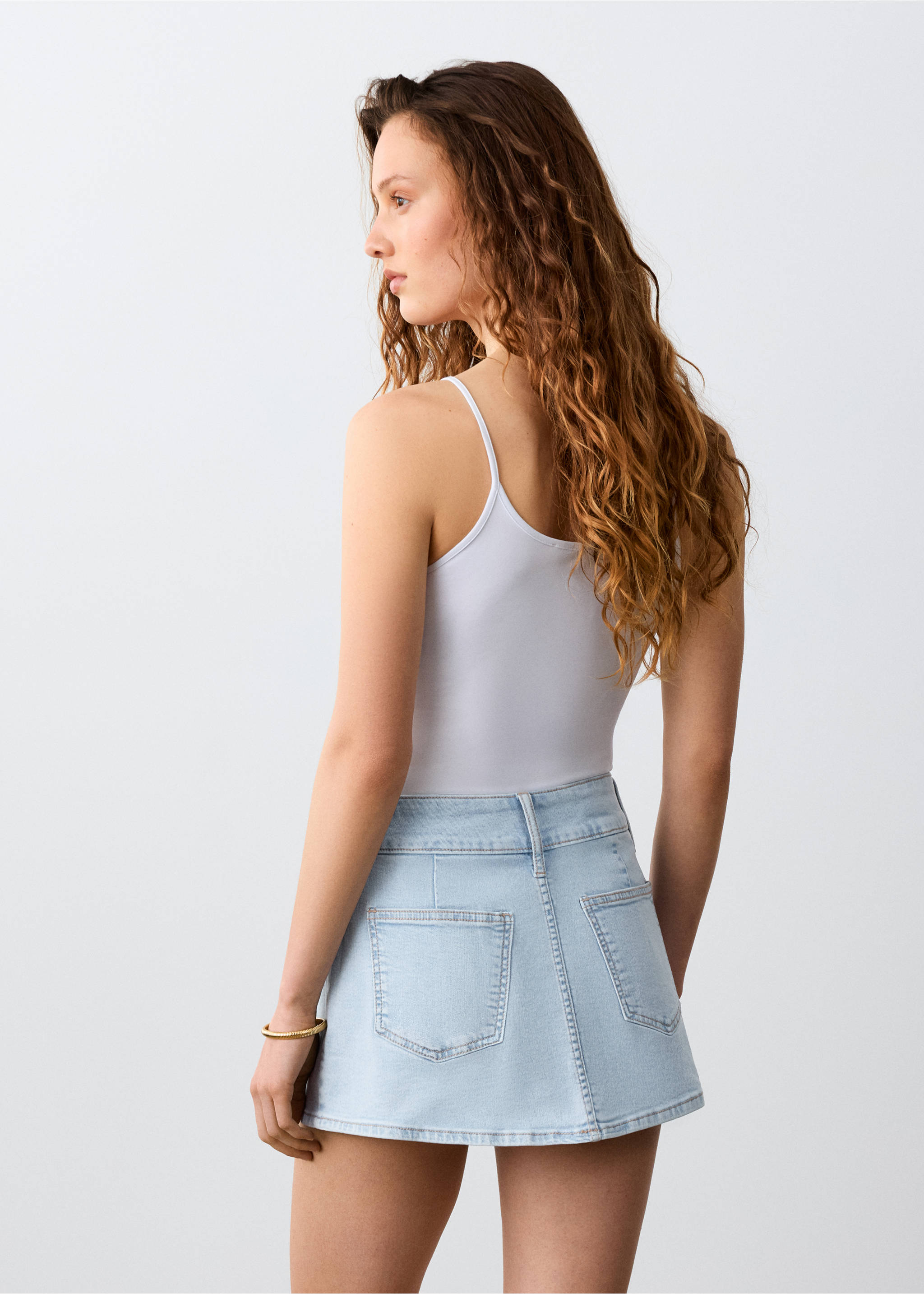Denim short skirt - Reverse of the article, Medium Blue. Ref: 27055938-00.