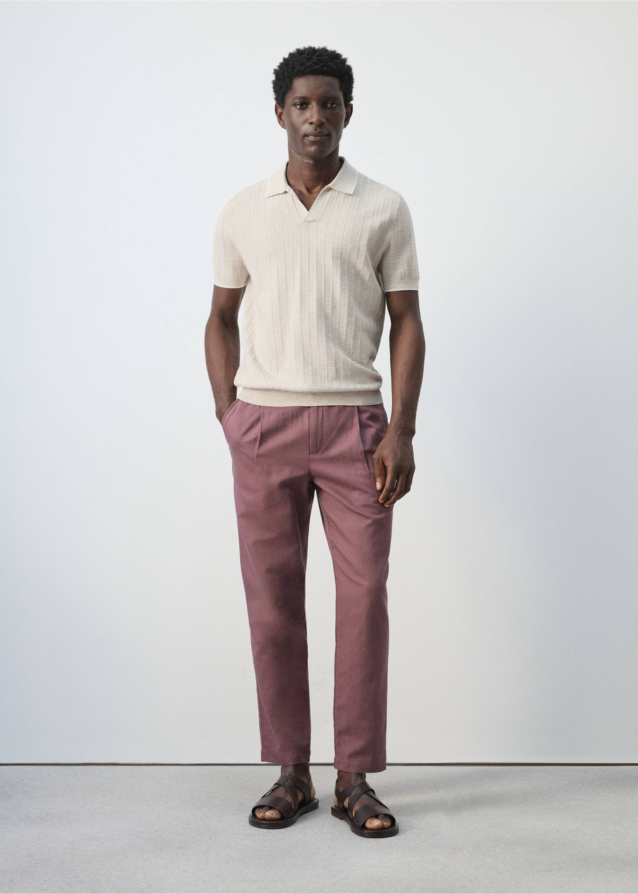 Strukturált, finomkötött pólóing - Általános sík, Homok. Ref: 27055939-00.