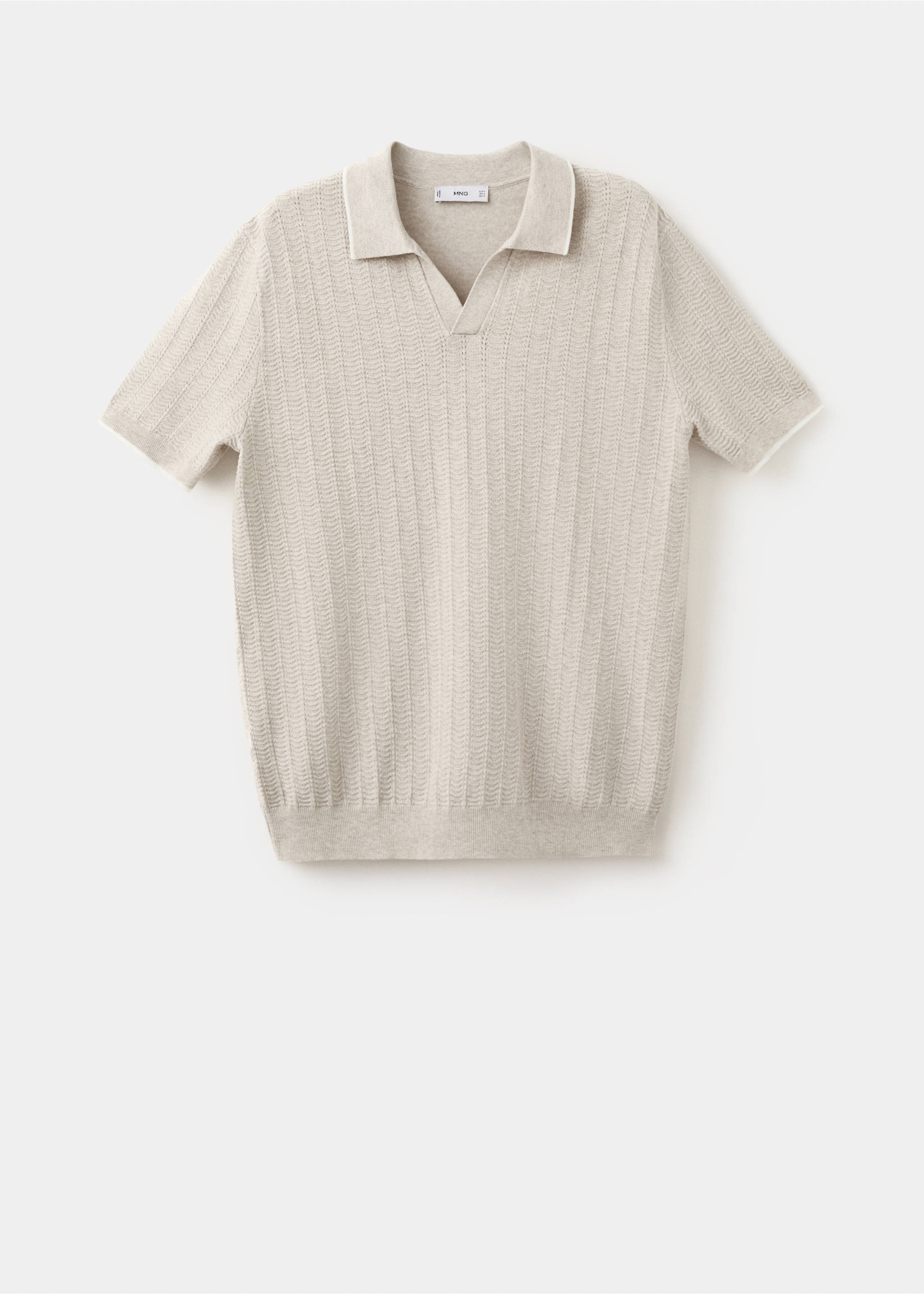 Structured fine-knit polo shirt - Article without model, Sand. Ref: 27055939-00.