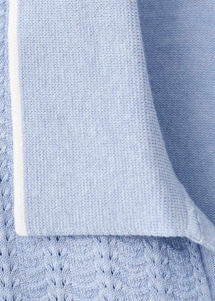 Structured fine-knit polo shirt — Sky Blue