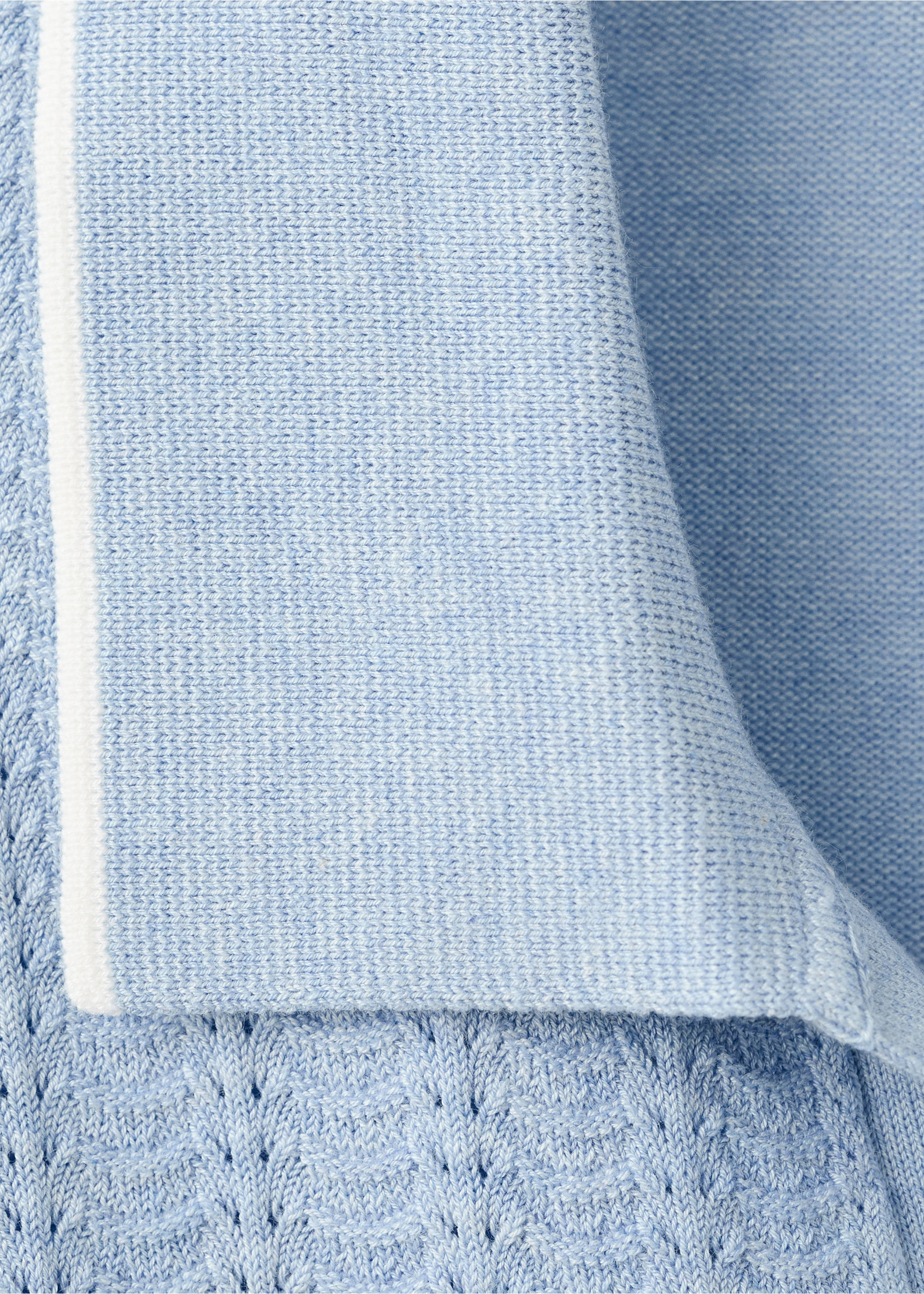 Bluză polo din tricot subțire structurat - Detaliu al articolului 8, Albastru celest. Ref: 27055939-00.