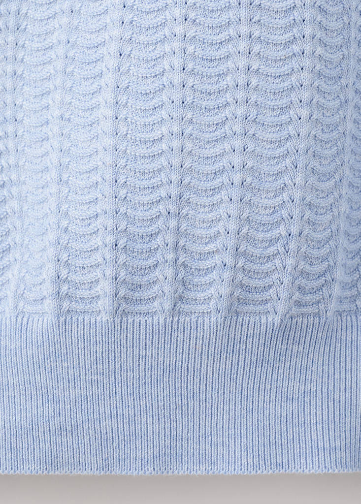 Structured fine-knit polo shirt — Sky Blue