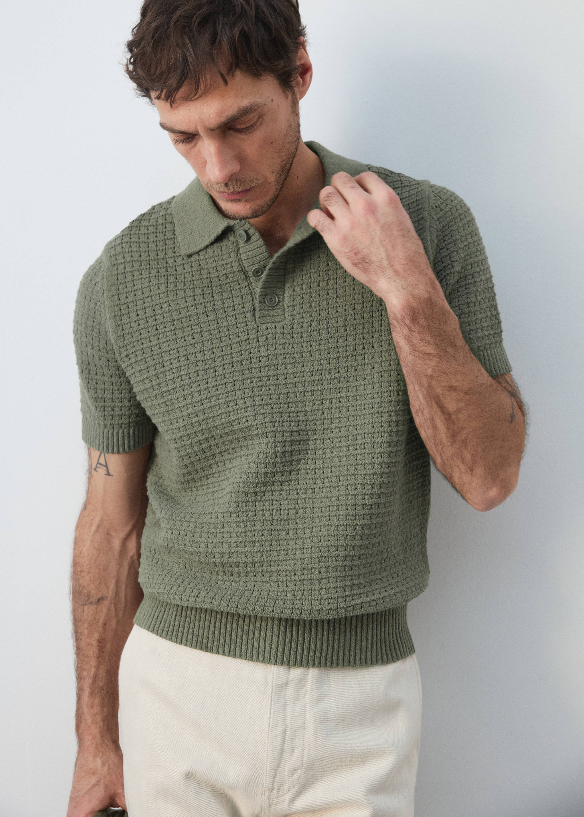 Трикотажное поло с вафельной фактурой - Деталь изделия 6