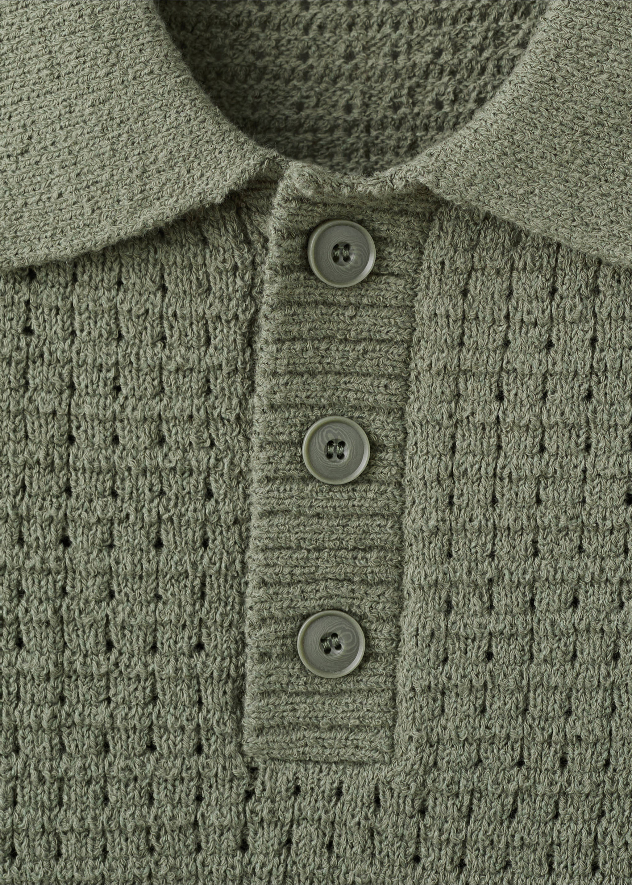 Трикотажное поло с вафельной фактурой - Деталь изделия 8, Зеленый лес. Ref: 27055940-00.