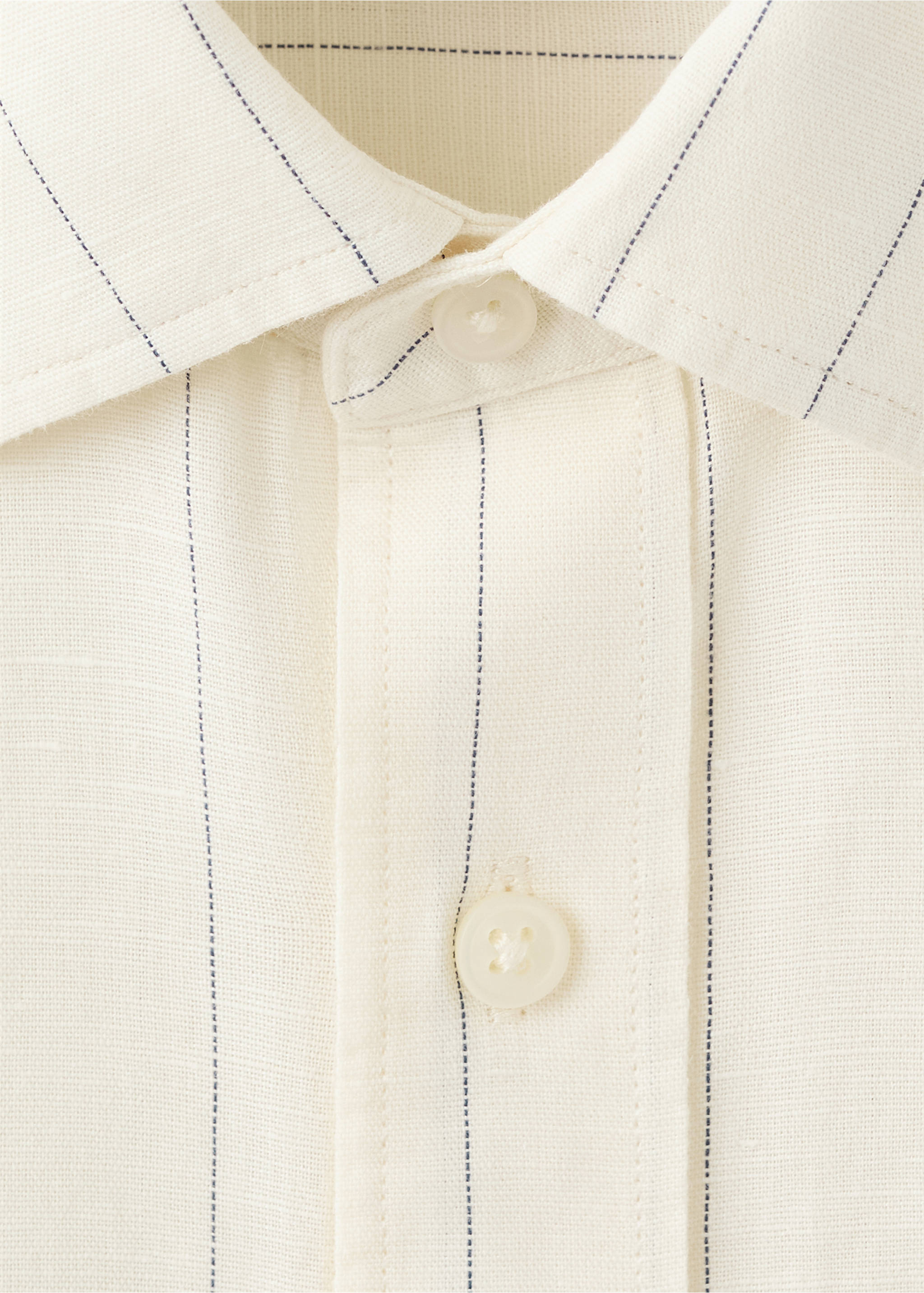 Camisa regular fit lino algodón rayas - Detalle del artículo 0, Crudo. Ref: 27055941-00.